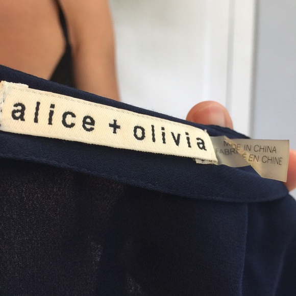 Alice + Olivia Navy Silk Draped Sleeveless Blouse - Picture 5 of 8